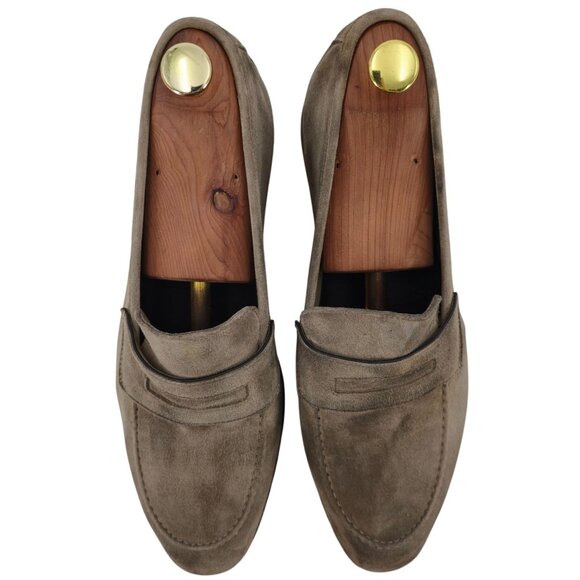 Andrea Ventura Firenze Mens 8.5D Tan Soft Suede Dress Shoes Penny Loafers Italy main image 6